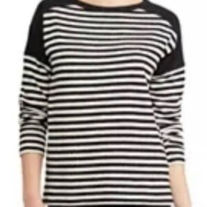 Chaps Black and White Striped Crew Neck Sweater. PTP 22”, Length 25”